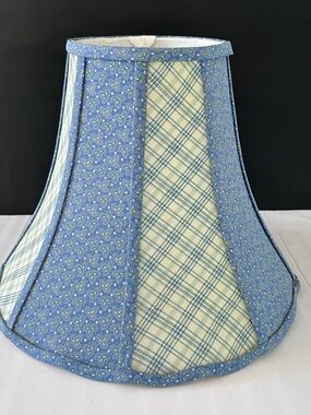 vtg LAURA ASHLEY scallop Bell Lamp Shade Cottagecore Blue Floral Green Floral